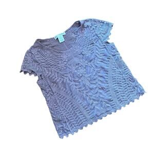 ❤️ 3/$25 Say What Dusty Rose Pink Lace Cropped T-Shirt | S